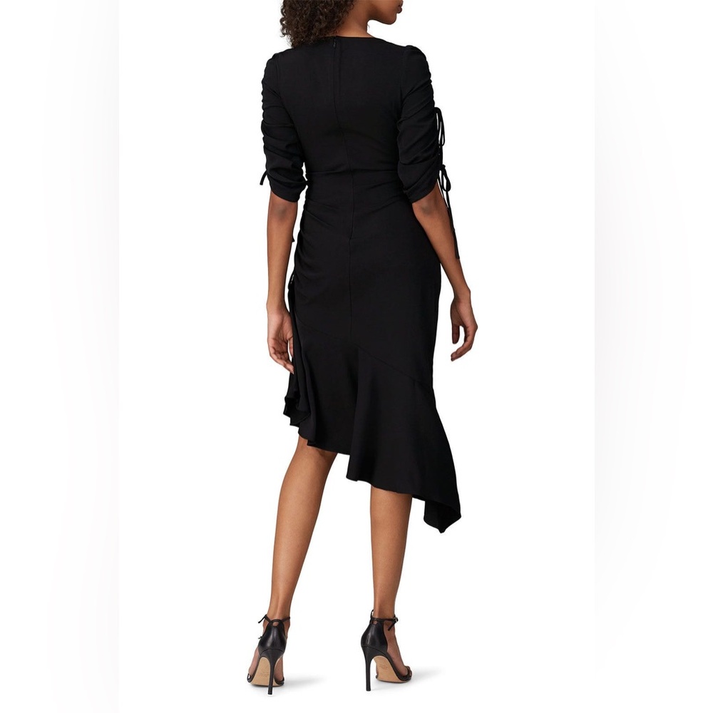 Rodarte Black Ruched Asymmetric Ruffle Dress 2XS - Picture 2 of 14